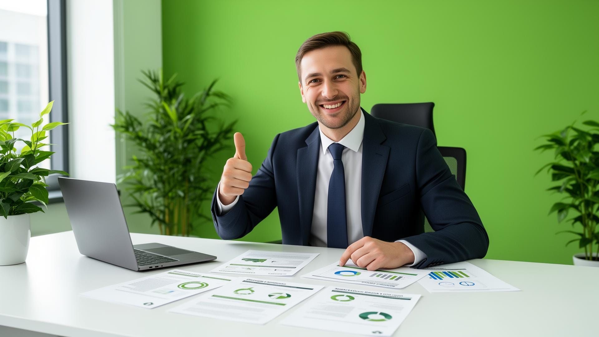 Profesional satisfecho gestionando certificados de ahorro energético